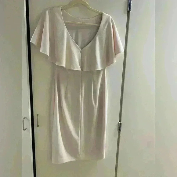 Calvin Klein Blush Midi Ruffle Cape Dress 4 - Picture 5 of 8